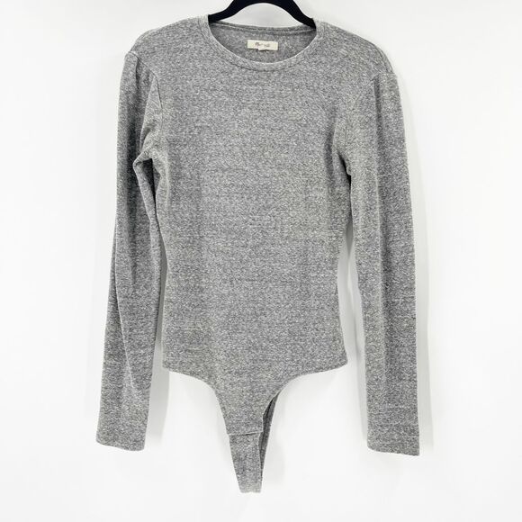 Madewell Tops - Madewell Long Sleeve Bodysuit Womens Size M Heather Gray Crew Neck Cotton